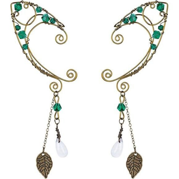 Fairy Elf Ear Cuffs Handmade Bronze Vintage Drop Dangle Wrap Costume Jewelry - Picture 7 of 7